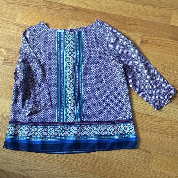 Talbots Print Tencel Tunic Blouse - Picture 11 of 11